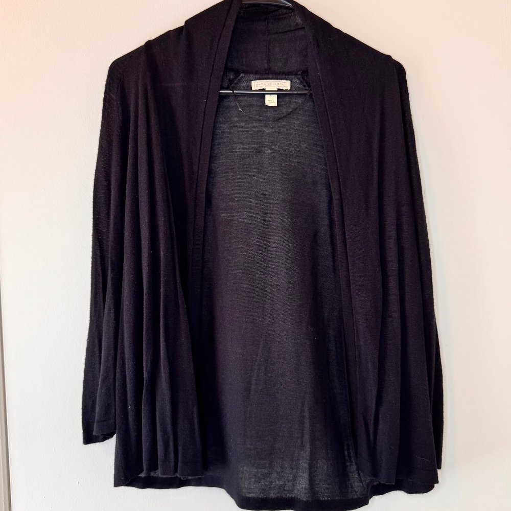Womens‎ Dana Buchman Lightweight Sweater Open Front Black Cardigan Large